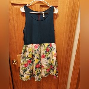 Target Xhilaration XXL Teal top Dress with White Floral Rainbow bottom